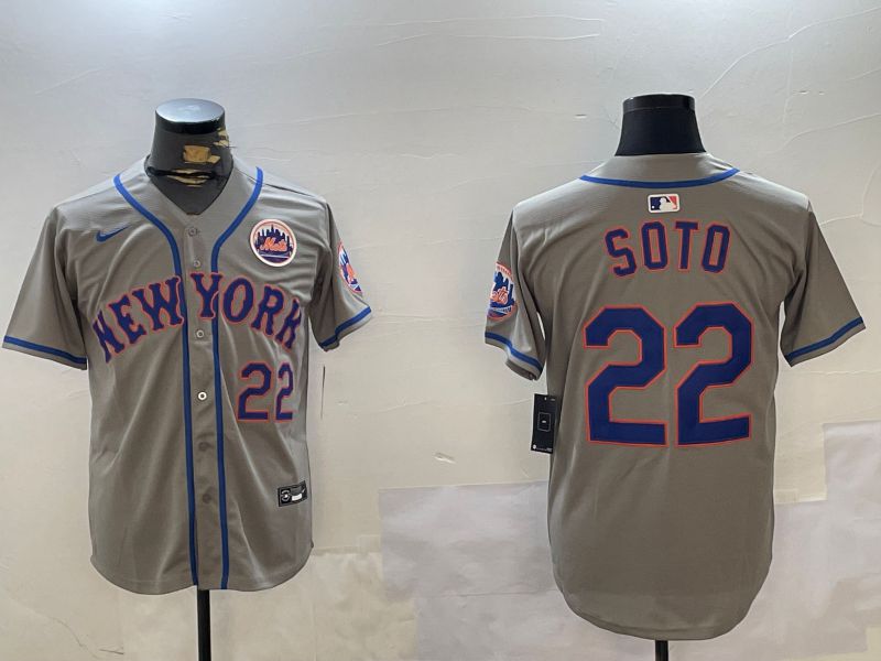 Men New York Mets 22 Soto Grey Game 2024 Nike MLB Jersey style 1